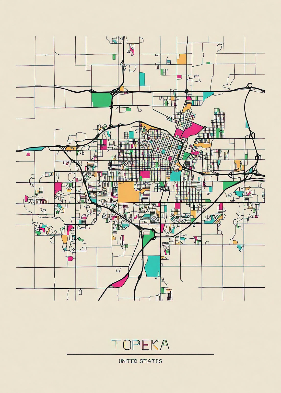 Exploring the topeka kansas map usa: Cartographic History, Urban Design & Fine Art Prints