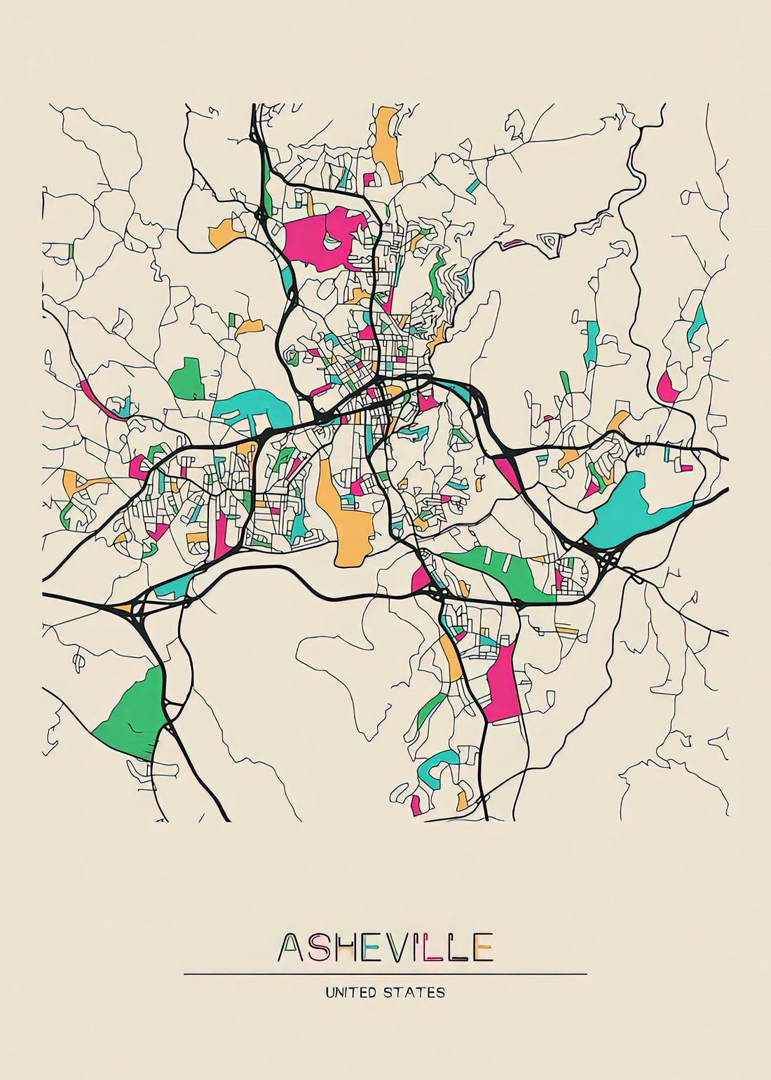 The Art and Geography of a Brewery Map of Asheville
