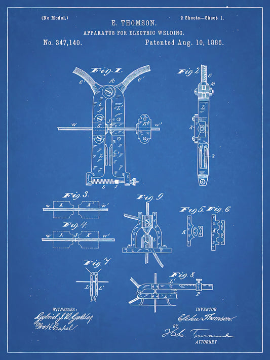 1886 Welding Blueprint Patent Art Print | TotalUSAMagazine