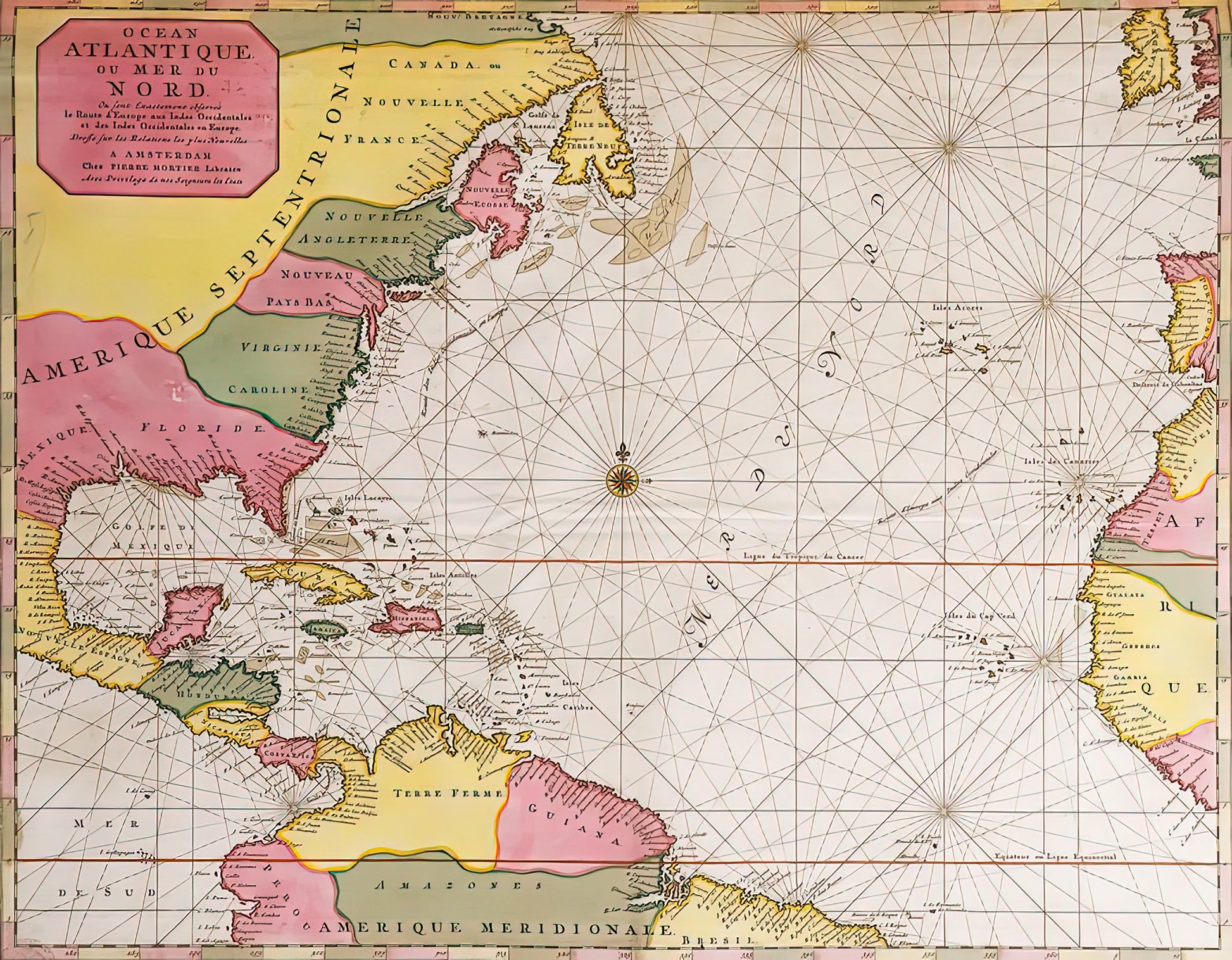 Atlantic Ocean Caribbean Sea Map Fine Art Print | TotalUSAMagazine