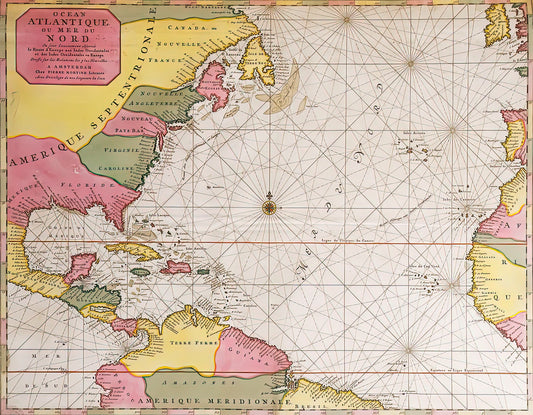 Atlantic Ocean Caribbean Sea Map Fine Art Print | TotalUSAMagazine