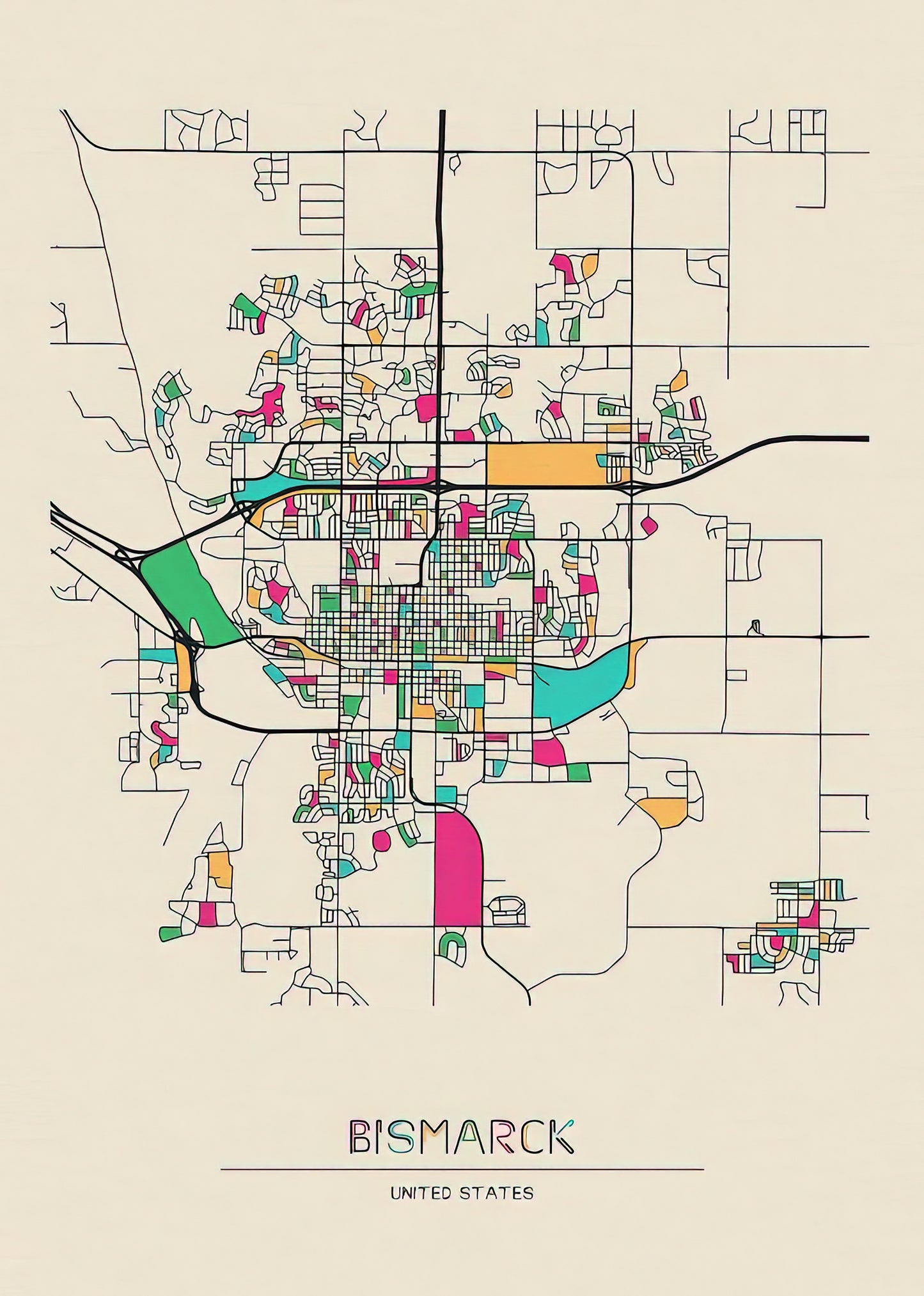Bismarck City Map Art Print | Historical Cartography | TotalUSAMagazine