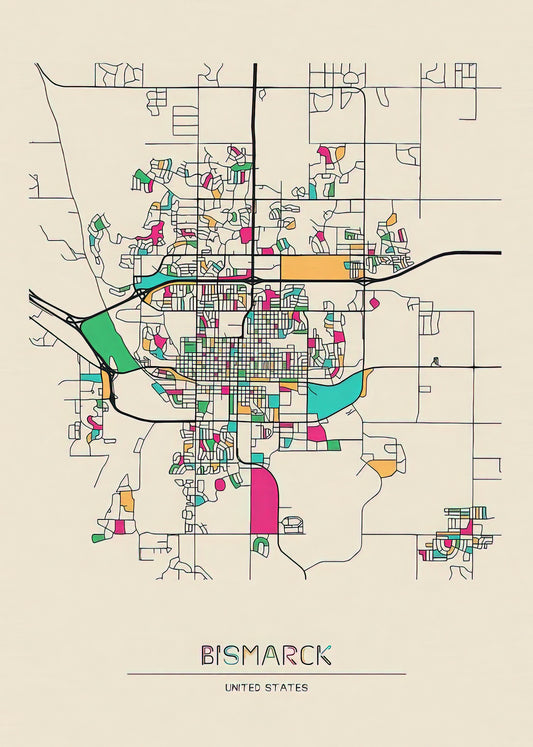 Bismarck City Map Art Print | Historical Cartography | TotalUSAMagazine