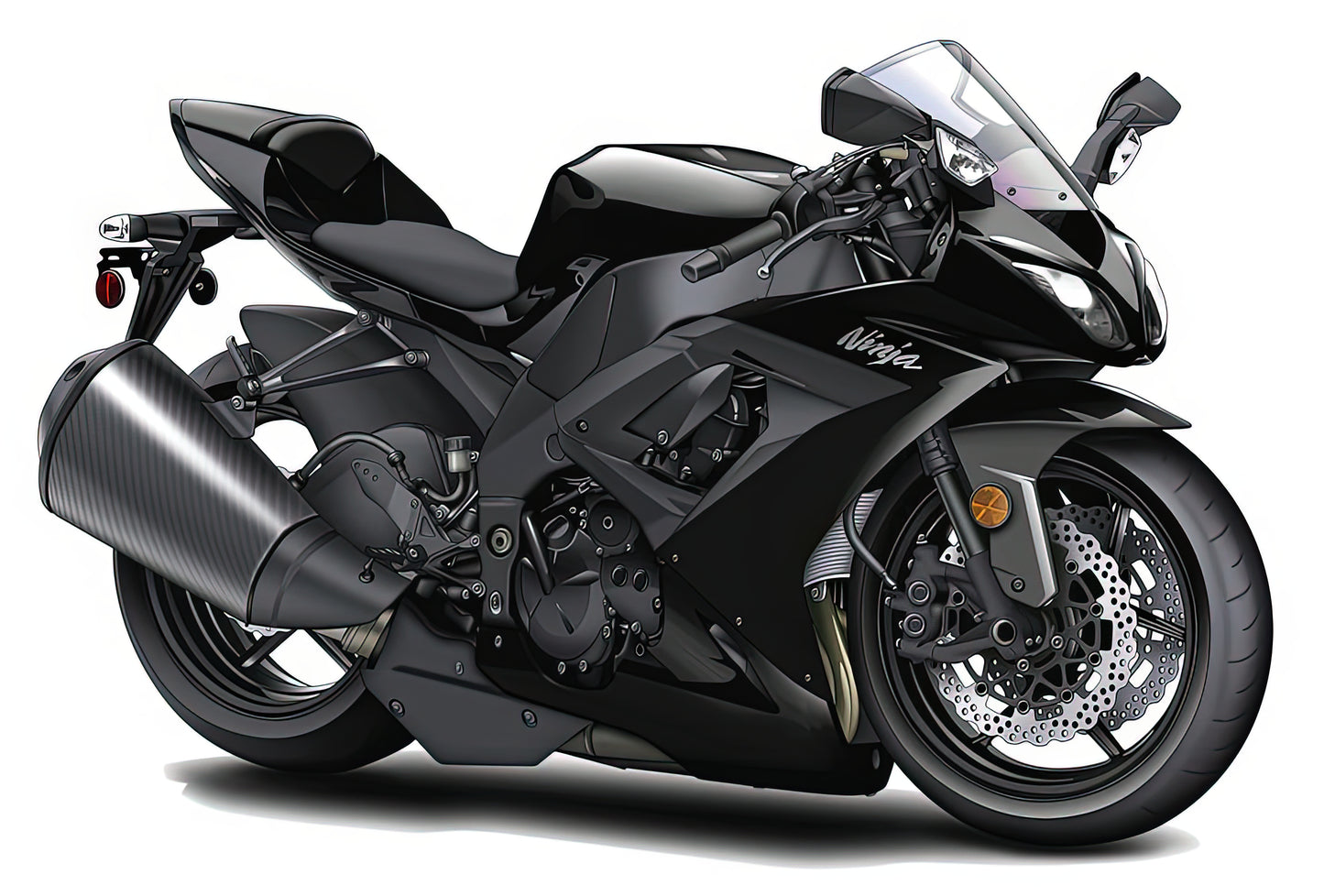 Black Motorcycle Art Print | Kawasaki Ninja Series | TotalUSAMagazine
