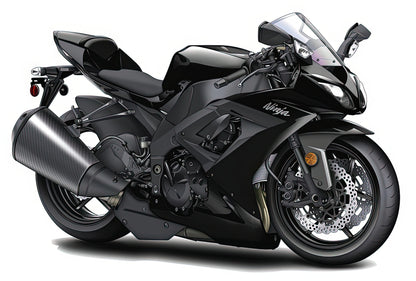 Black Motorcycle Art Print | Kawasaki Ninja Series | TotalUSAMagazine