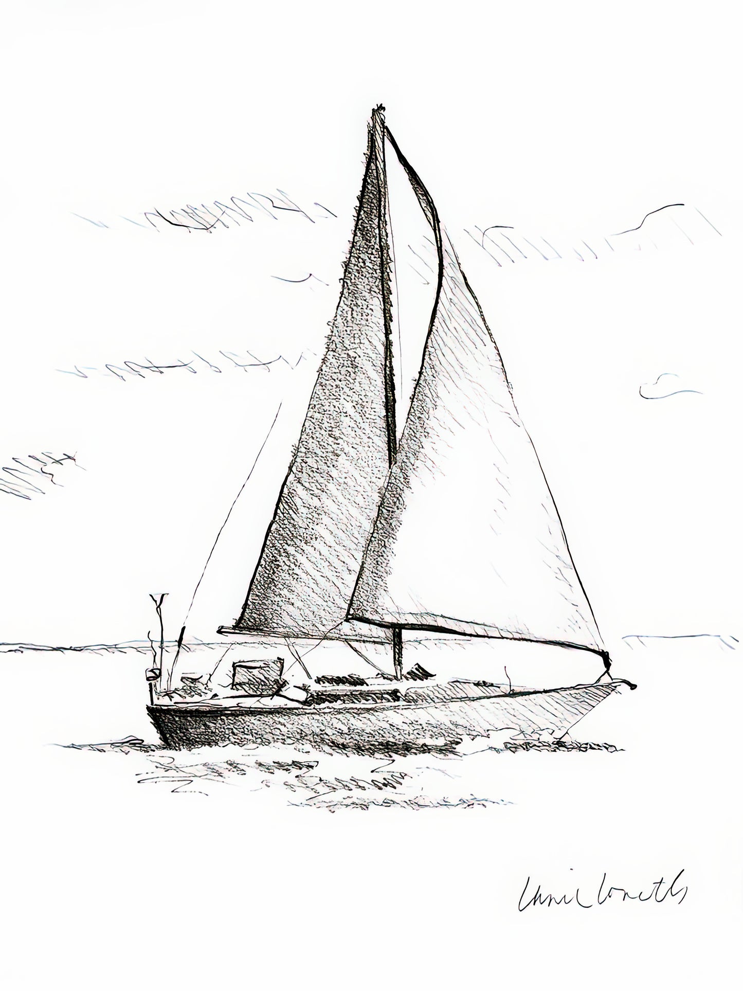 Boat Sketch Drawing: Coastal Sailboat Study | TotalUSAMagazine