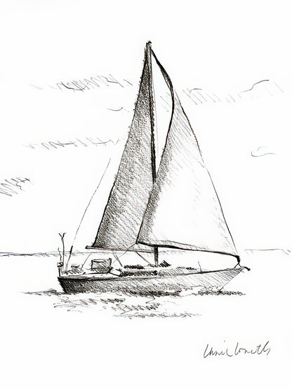 Boat Sketch Drawing: Coastal Sailboat Study | TotalUSAMagazine