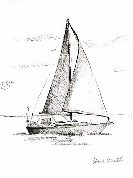 Boat Sketch Drawing: Coastal Sailboat Study | TotalUSAMagazine