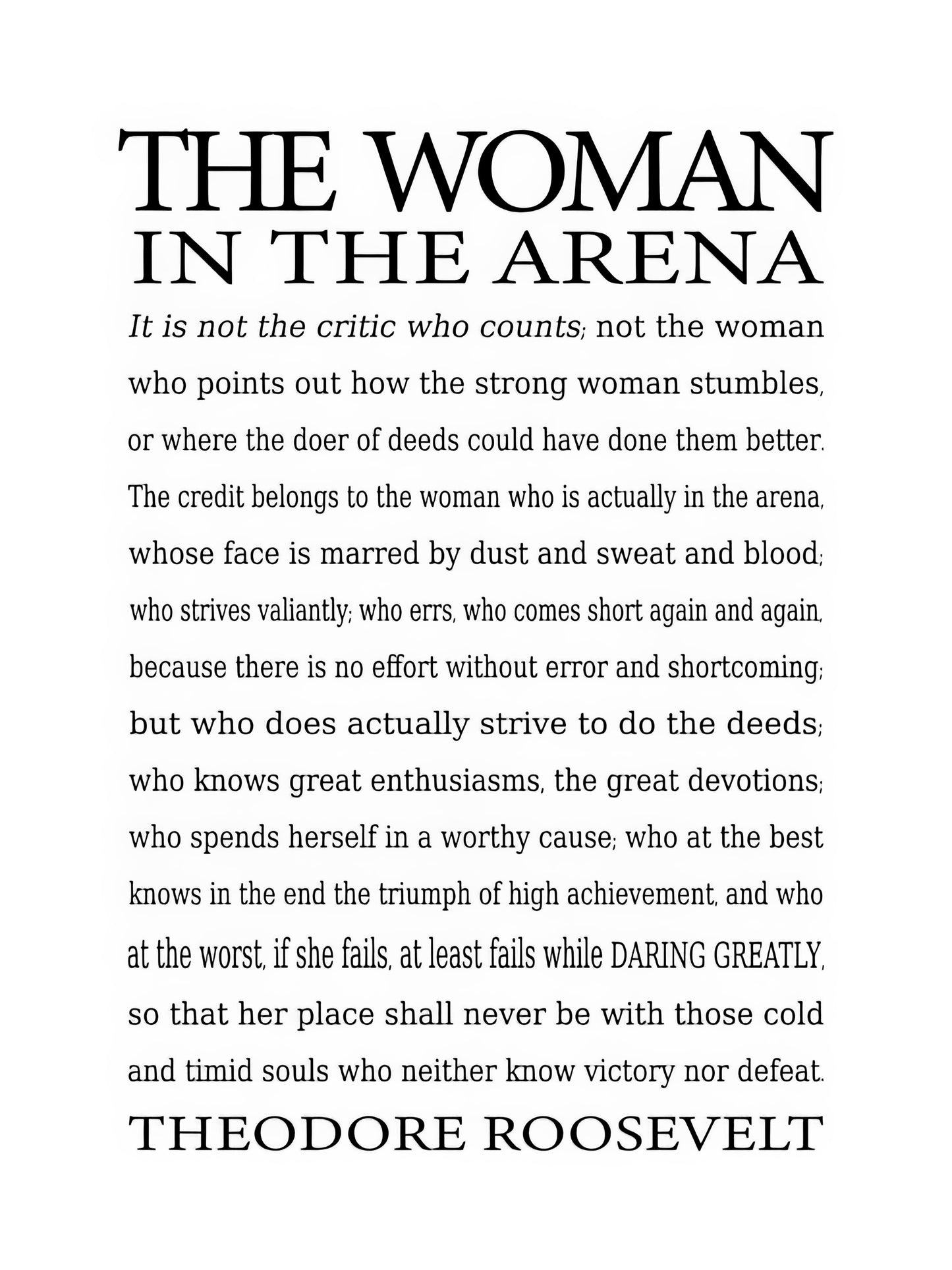 Daring Greatly Quote: Woman in Arena Art Print | TotalUSAMagazine