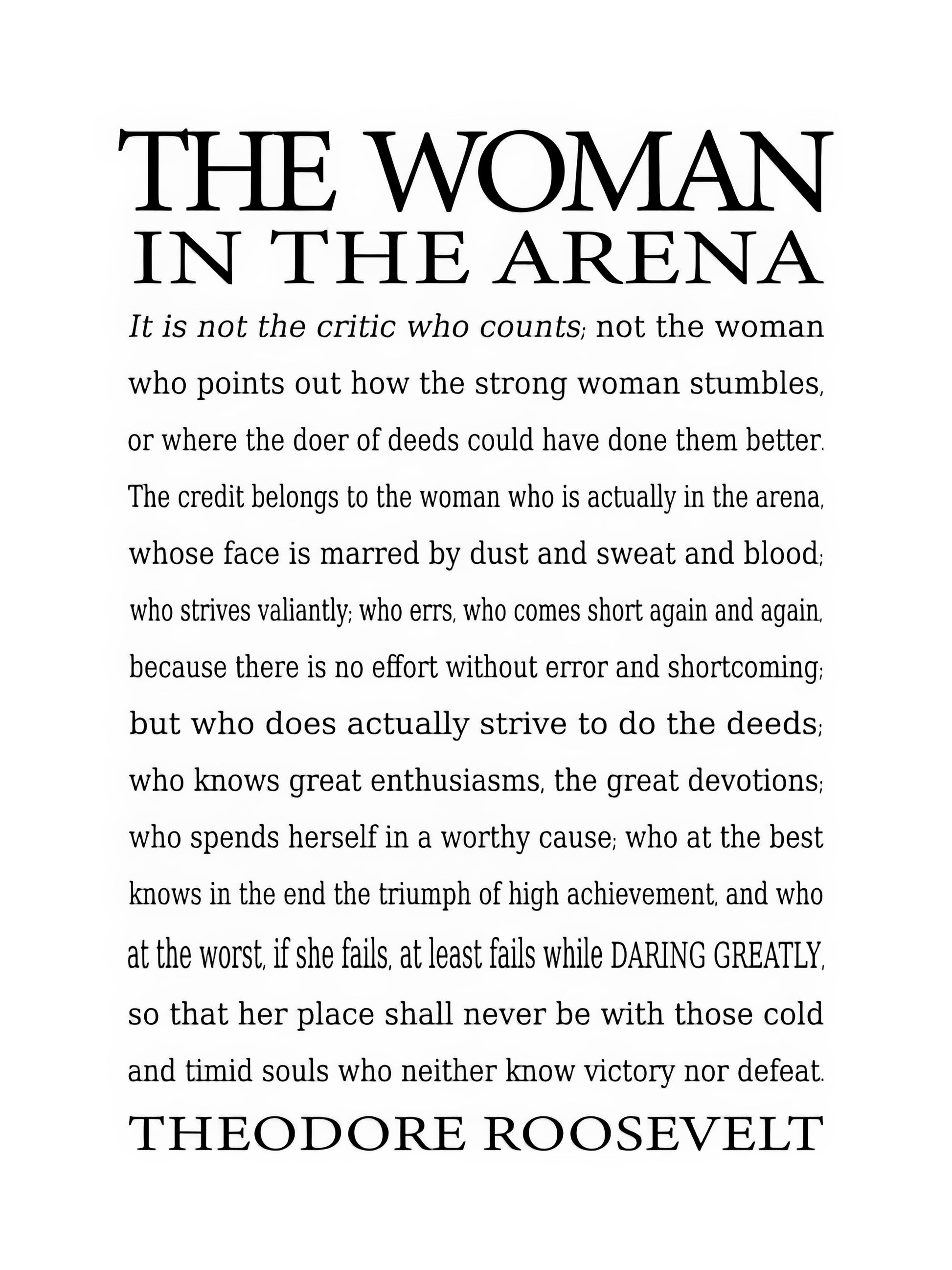 Daring Greatly Quote: Woman in Arena Art Print | TotalUSAMagazine