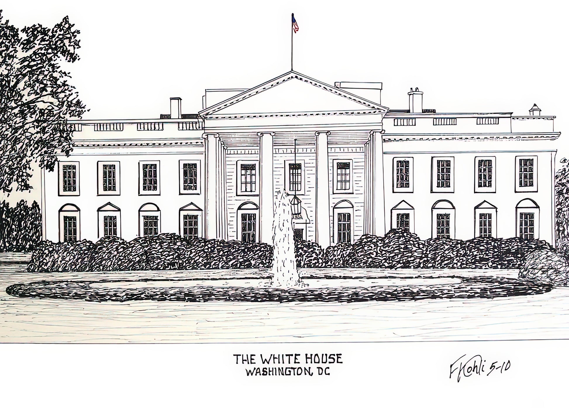 Drawing of the White House: Neoclassical Architecture Art Print | TotalUSAMagazine