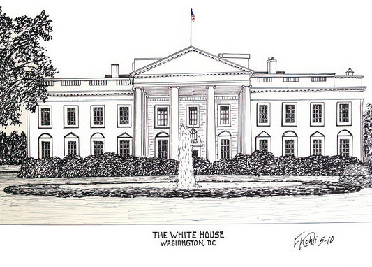 Drawing of the White House: Neoclassical Architecture Art Print | TotalUSAMagazine