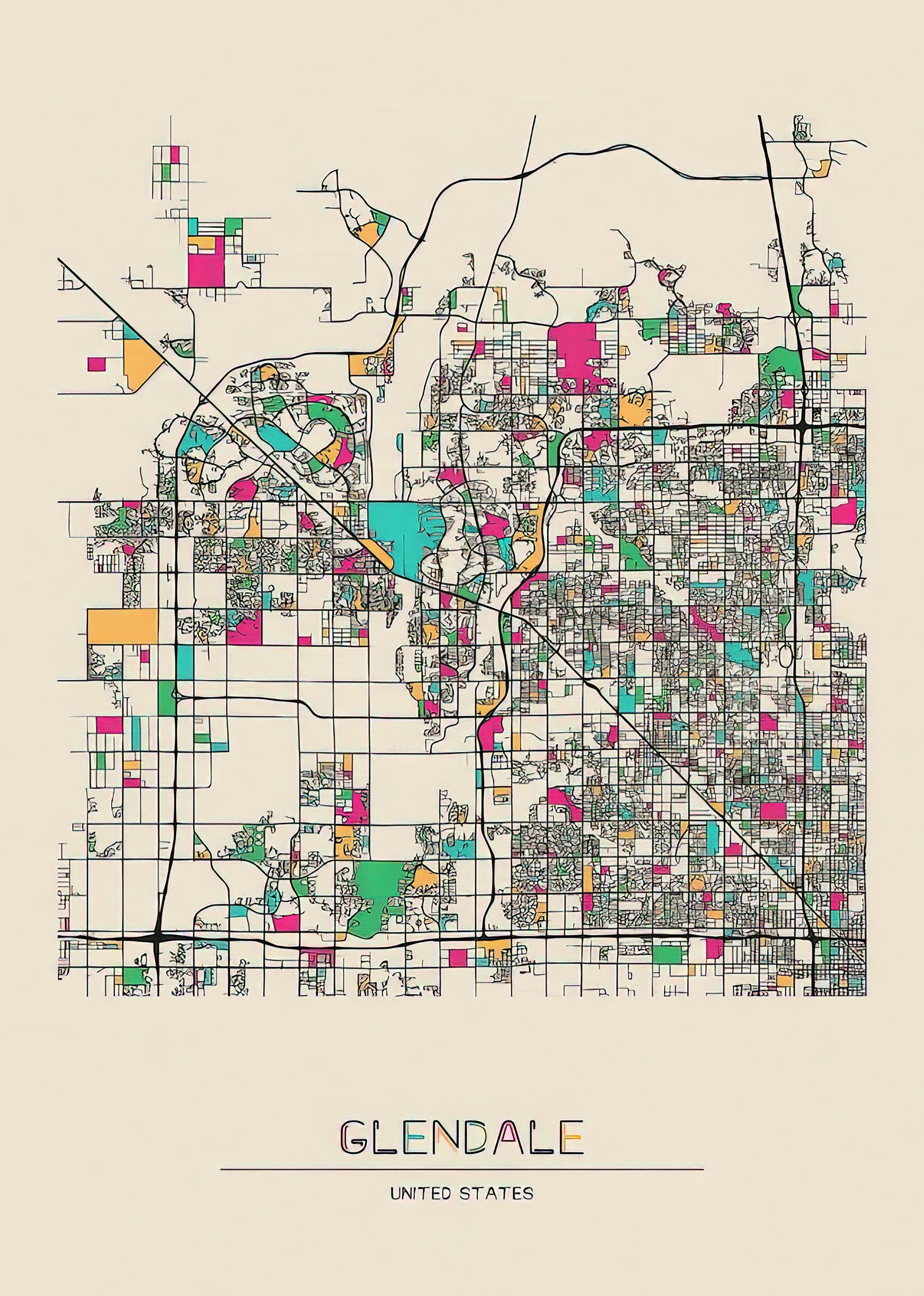 Glendale AZ Map Art Print | Historic City Map | TotalUSAMagazine