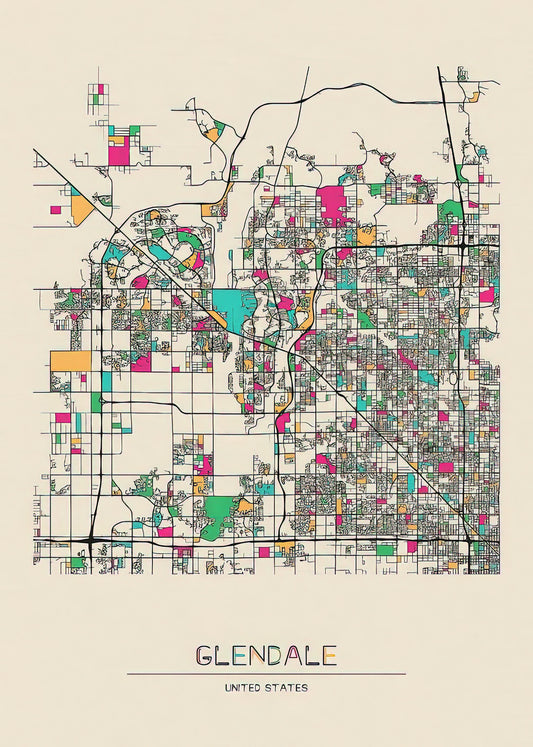 Glendale AZ Map Art Print | Historic City Map | TotalUSAMagazine