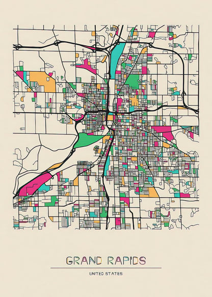 Grand Rapids City Map Art Print | Vintage Michigan Cartography | TotalUSAMagazine