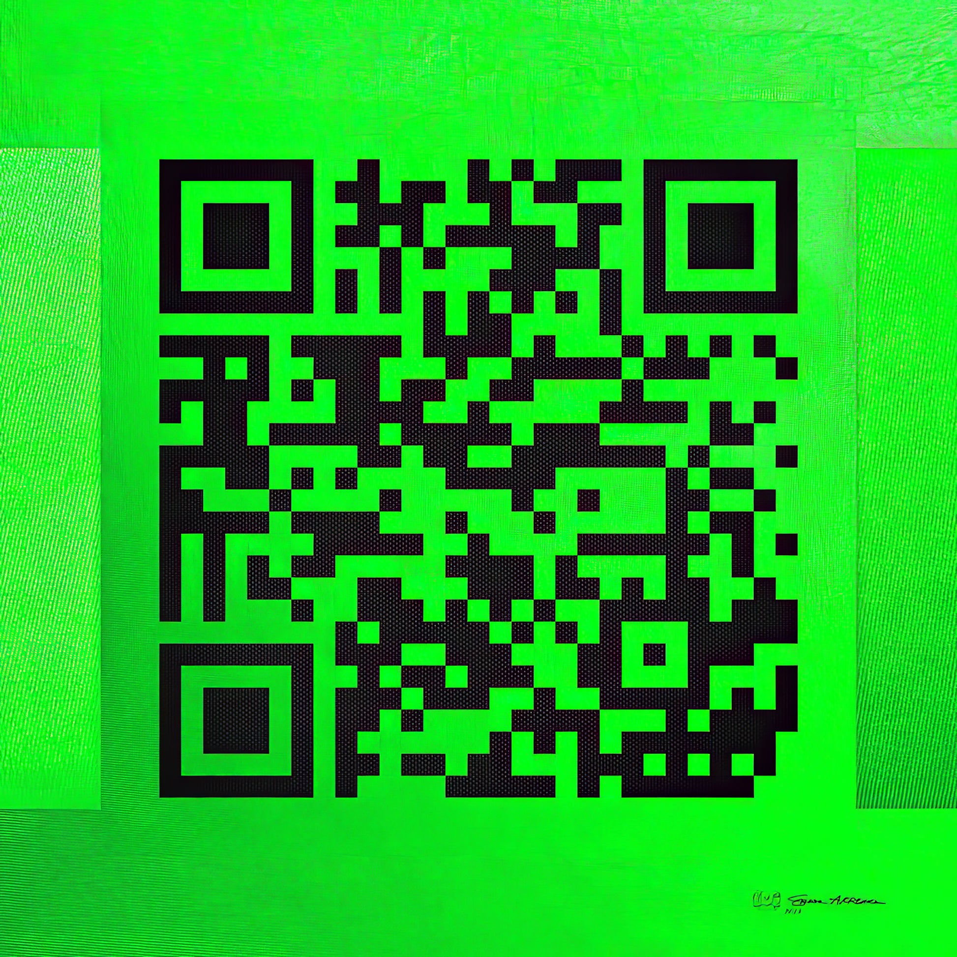 Green QR Code Fine Art Print | Modern Digital Pattern Study | TotalUSAMagazine