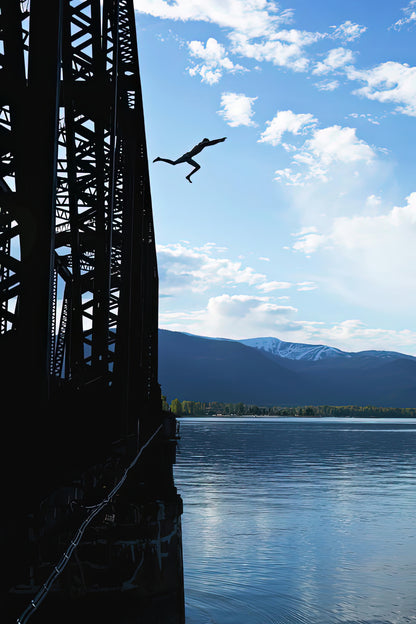 Guy Jumping Off Bridge Art Print | TotalUSAMagazine