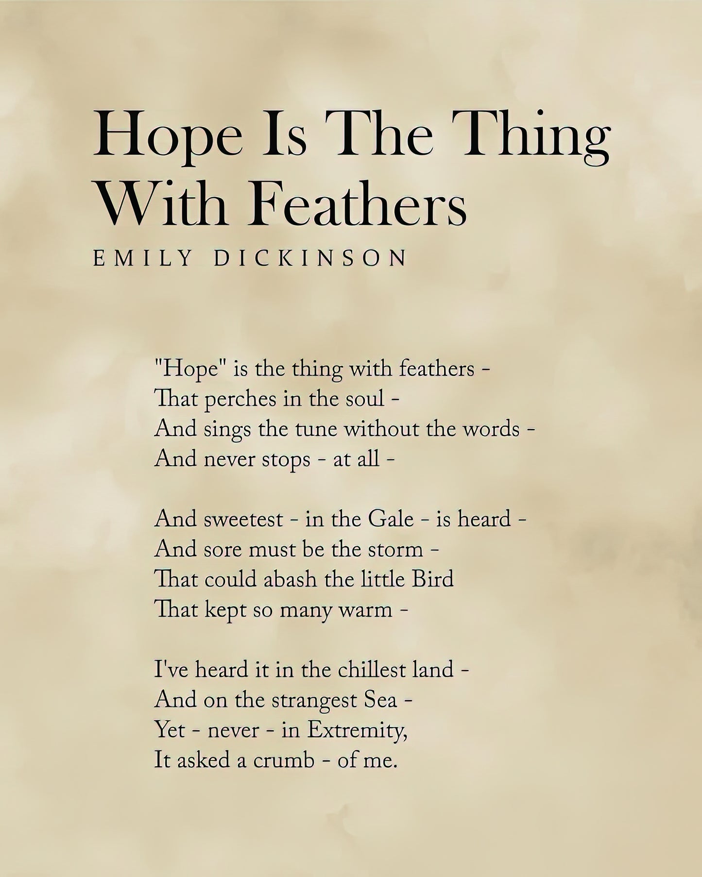 Hope Is The Thing With Feathers - Emily Dickinson Poem Fine Art Print | TotalUSAMagazine