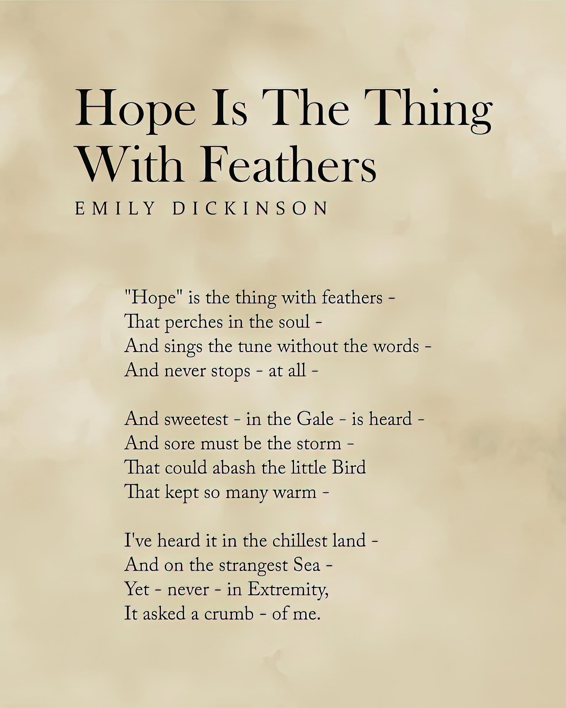 Hope Is The Thing With Feathers - Emily Dickinson Poem Fine Art Print | TotalUSAMagazine