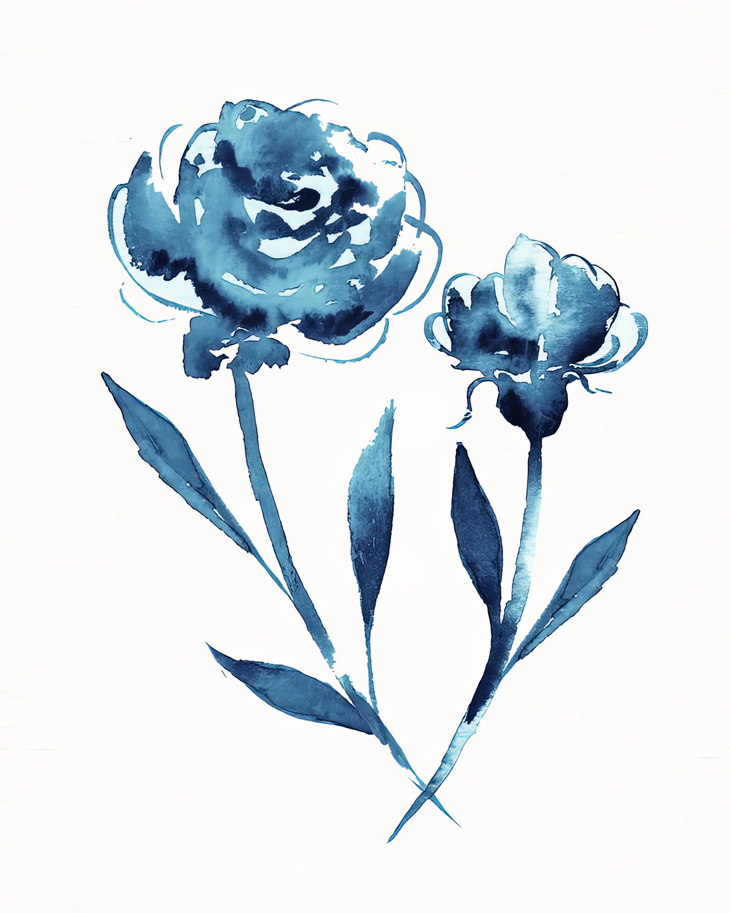Indigo Blue Watercolor Flowers Art Print | TotalUSAMagazine