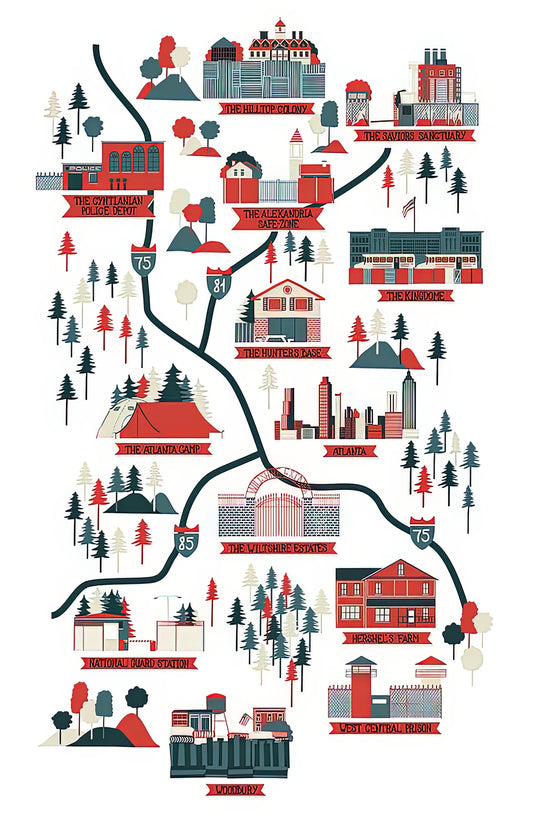 Mapa Walking Dead Art Print | Museum Quality | TotalUSAMagazine