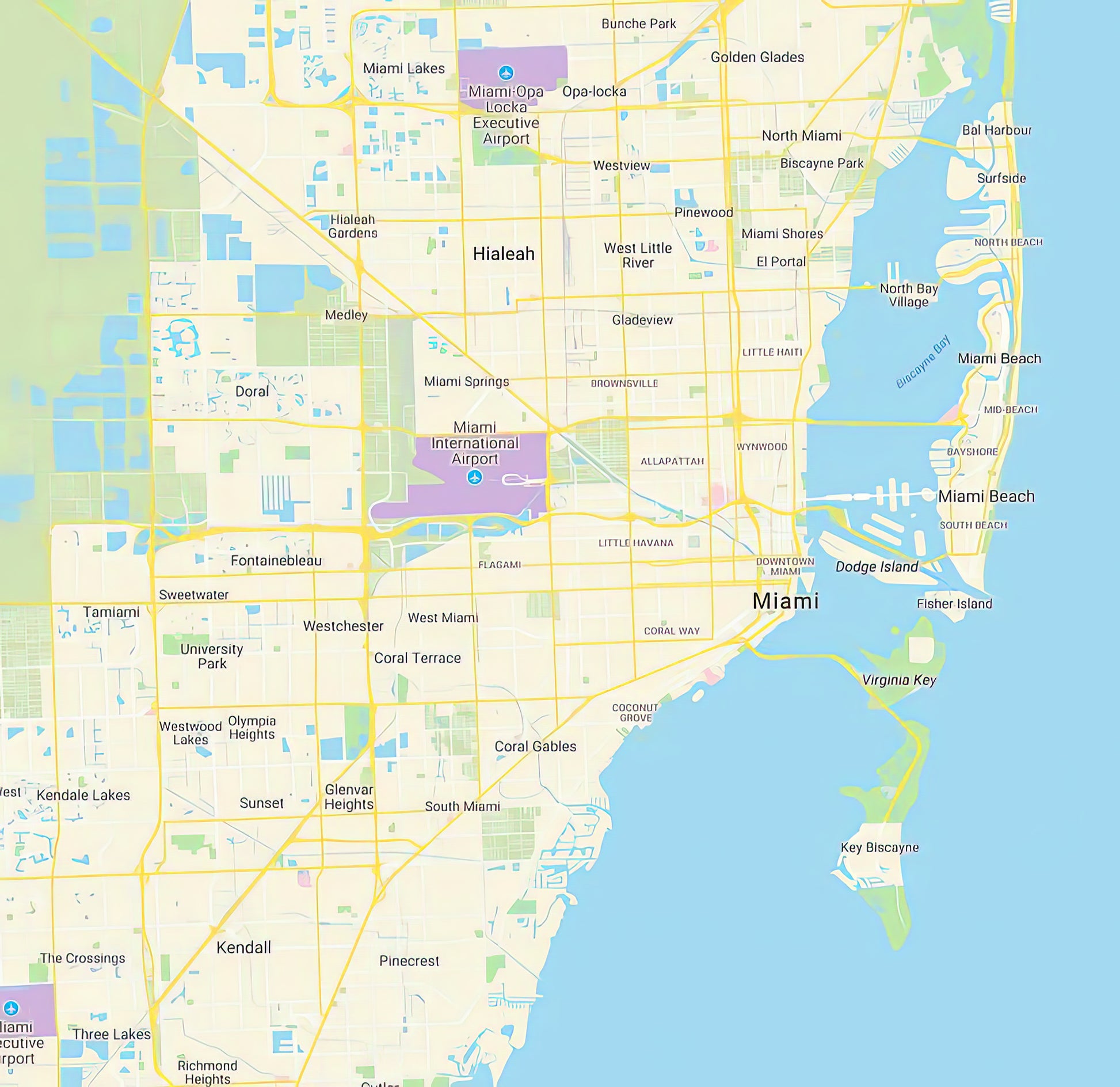 Minimalist Map of Miami Florida Fine Art Print | TotalUSAMagazine