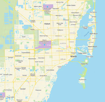 Minimalist Map of Miami Florida Fine Art Print | TotalUSAMagazine