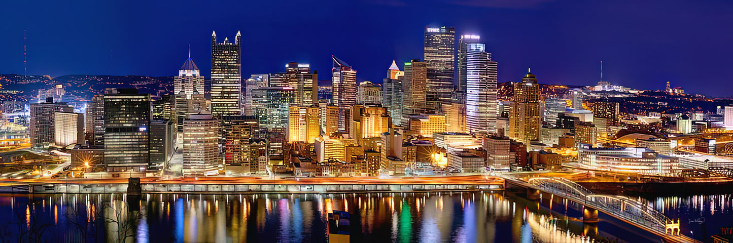 Pittsburgh PA Skyline Night Panorama Art Print | TotalUSAMagazine