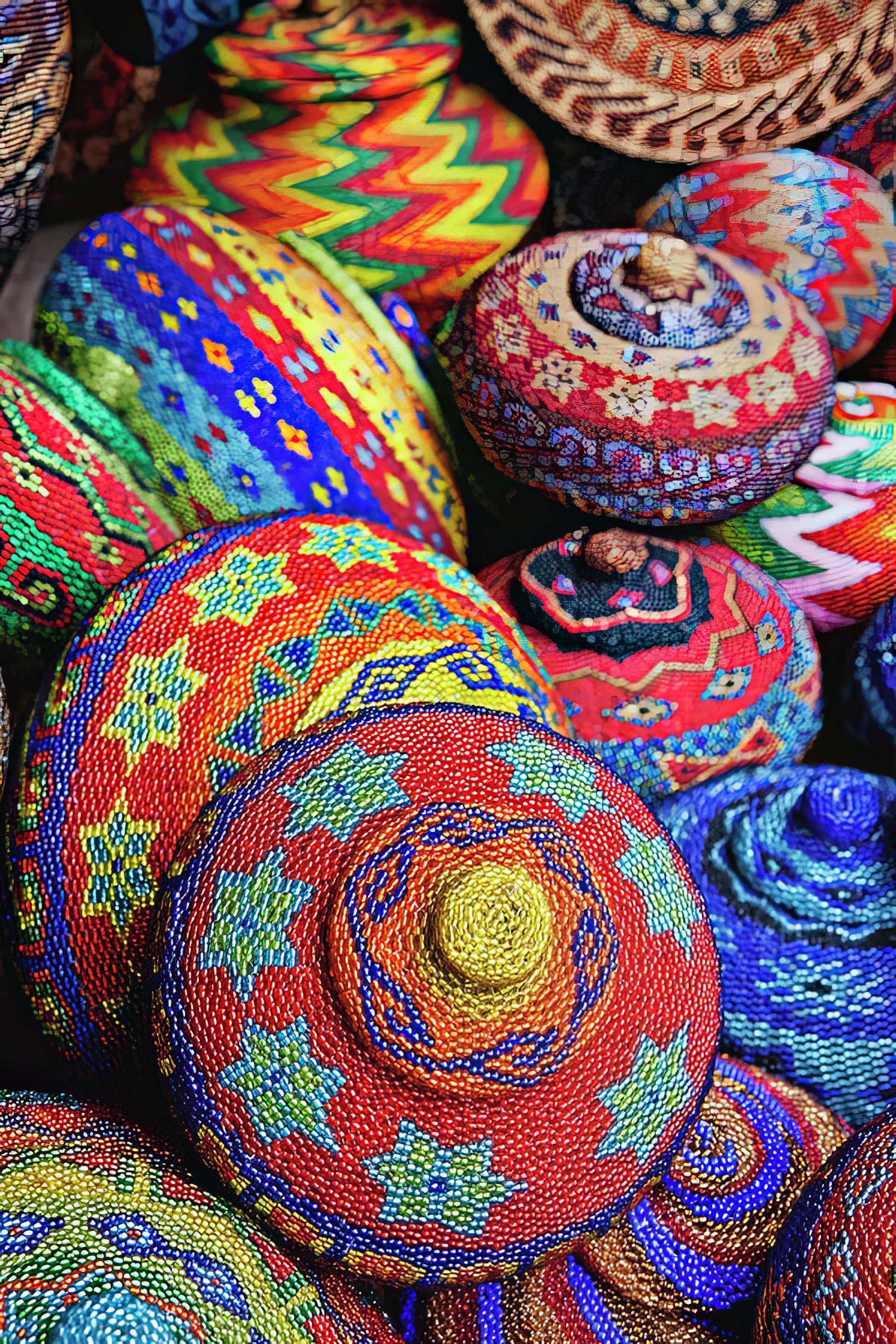 Traditional Balinese Colorful Baskets Art Print | TotalUSAMagazine