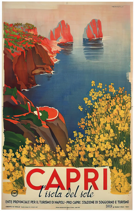 Travel Poster Retro Capri Island Fine Art Print | TotalUSAMagazine