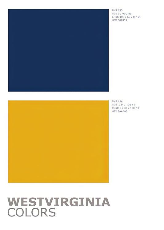 West Virginia University Colors Palette Print | TotalUSAMagazine